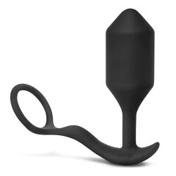 B-VIBE Snug &amp; Tug XL Penisring mit Analplug &amp; Vibration Schwarz