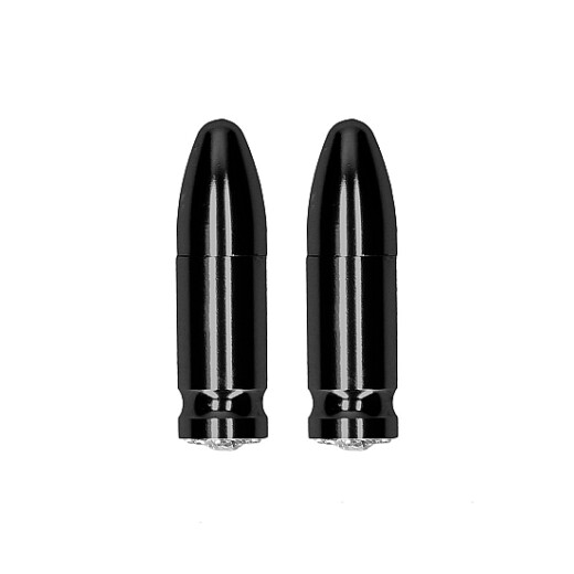 OUCH Magnetische Nippel-Klammern Diamond Bullet mit Kunststeinen Schwarz