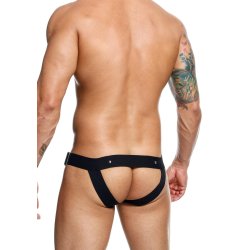 MALE BASICS Dngeon Jockstrap aus Faux Leder mit Cockring Schwarz O/S