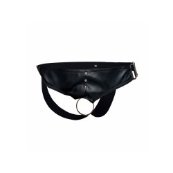 MALE BASICS Dngeon Jockstrap aus Faux Leder mit Cockring Schwarz O/S