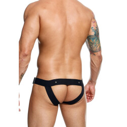 MALE BASICS Dungeon Jockstrap aus Faux Leder mit Cockring Schwarz O/S