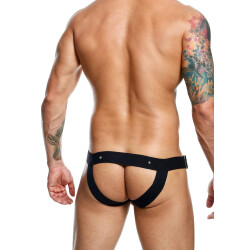 MALE BASICS Dungeon Jockstrap aus Faux Leder mit Cockring Schwarz O/S