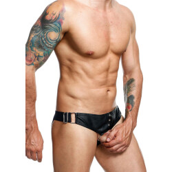 MALE BASICS Dungeon Jockstrap aus Faux Leder mit Cockring Schwarz O/S