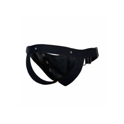 MALE BASICS Dungeon Jockstrap aus Faux Leder mit Cockring Schwarz O/S