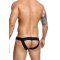 MALE BASICS Dngeon Jockstrap aus Faux Leder mit Cockring Schwarz O/S