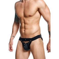 MALE BASICS Dngeon Peakaboo Jockstraps aus Faux Leder Schwarz O/S