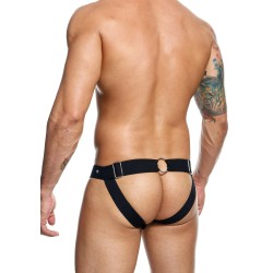 MALE BASICS Dngeon Peakaboo Jockstraps aus Faux Leder Schwarz O/S