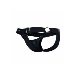 MALE BASICS Dngeon Peakaboo Jockstraps aus Faux Leder Schwarz O/S