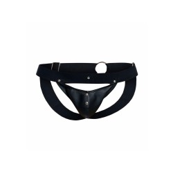 MALE BASICS Dngeon Peakaboo Jockstraps aus Faux Leder Schwarz O/S