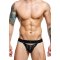 MALE BASICS Dngeon Peakaboo Jockstraps aus Faux Leder Schwarz O/S
