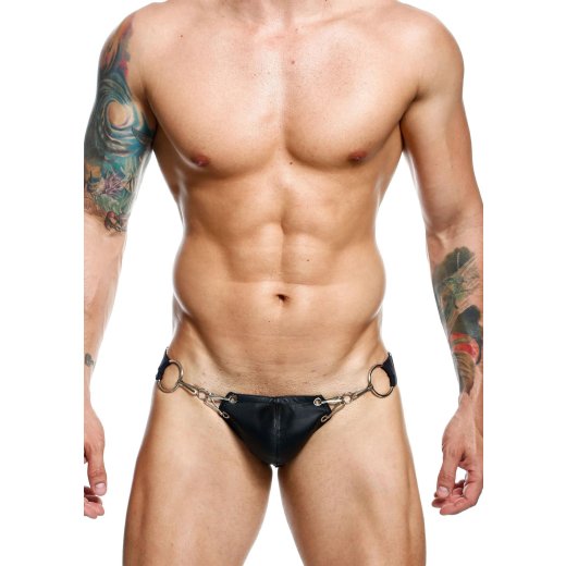 MALE BASICS Dngeon Snap Jockstrap aus Faux Leder Schwarz O/S