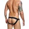 MALE BASICS Dngeon Snap Jockstrap aus Faux Leder Schwarz O/S