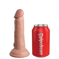 KING COCK ELITE Dual Density Silikon Dildo mit Vibration 15,0 cm Einführlänge Beige