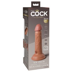 KING COCK ELITE Dual Density Silikon Dildo mit Vibration 15,0 cm Einführlänge Caramel