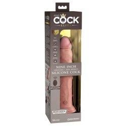 KING COCK ELITE Dual Density Silikon Dildo mit Vibration &amp; Fernbedienung 23,0 cm Einf&uuml;hrl&auml;nge Beige