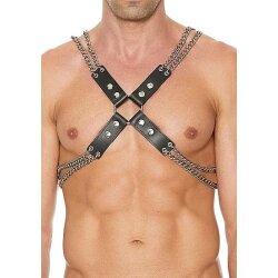 OUCH UOMO Chain &amp; Chain Harness aus echtem Leder Schwarz