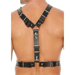 OUCH UOMO Twisted Bit Harness aus echtem Leder Schwarz