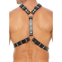 OUCH UOMO Metal Spots Harness aus echtem Leder Schwarz