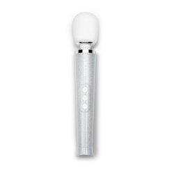 LE WAND Spezial-Edition Bodywand Massager Petite USB aufladbar Weiss & glitzernd