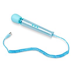 LE WAND Spezial-Edition Bodywand Massager Petite USB aufladbar Blau &amp; glitzernd