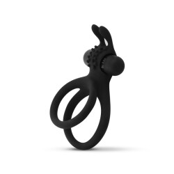 EASY TOYS Share Ring vibrierender Penisring aus Silikon mit Hasenohren Schwarz