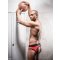 ISA UNDERWEAR Slip Button UP aus Baumwolle Rot