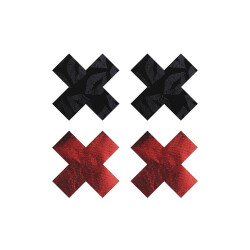 PEEKABOO Nippel Pasties Kreuz selbstklebend 2 Paar Schwarz/Rot