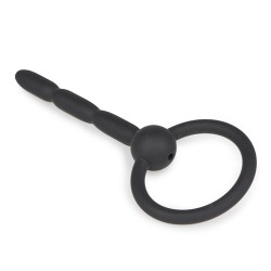 SINNER GEAR Hohler, Gerippter Dilator mit Griff-Ring aus Silikon Schwarz