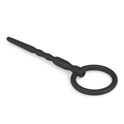 SINNER GEAR Gerippter Dilator mit Griff-Ring aus Silikon Schwarz