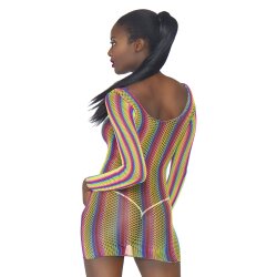 LEG AVENUE Rainbow Fishnet Mini Dress One Size