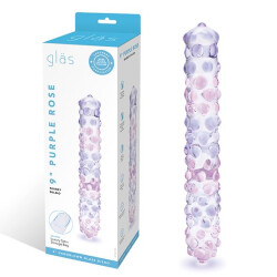 GL&Auml;S Purple Rose Doppeldildo mit Noppen aus Glas