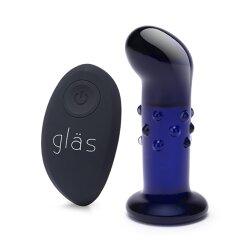GL&Auml;S G-Punkt &amp; Prostata-Plug mit Vibration aus Glas