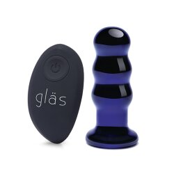 GL&Auml;S Gewellter Anal-Plug mit Vibration aus Glas