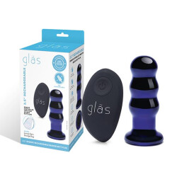 GL&Auml;S Gewellter Anal-Plug mit Vibration aus Glas