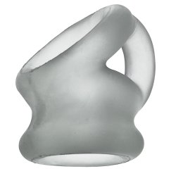 OXBALLS Tri-Squeeze Penissling mit Hodenstrecker aus TPR-Silikon-Mischung Clear Ice