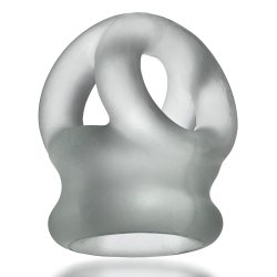 OXBALLS Tri-Squeeze Penissling mit Hodenstrecker aus TPR-Silikon-Mischung Clear Ice