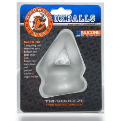 OXBALLS Tri-Squeeze Penissling mit Hodenstrecker aus TPR-Silikon-Mischung Clear Ice