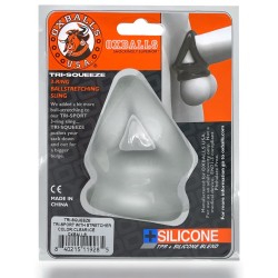 OXBALLS Tri-Squeeze Penissling mit Hodenstrecker aus TPR-Silikon-Mischung Clear Ice