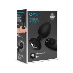 B-VIBE Vibrierender Analplug aus samtigem Silikon mit Zierstein &amp; Fernbedienung  XXL Schwarz