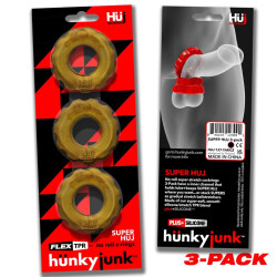H&Uuml;NKYJUNK  Super Huj Penisringe 3 Pack aus Plus+ Silikon &amp; Flex TPR Bronze/Metallic