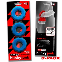 HÜNKYJUNK  Super Huj Penisringe 3er Pack aus Plus+ Silikon Blau