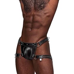 MALE POWER FETISH Scorpio Leder Thong One Size Schwarz