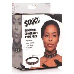 STRICT Diamant-Halsband Mit O-Ring Schwarz/Rot