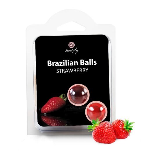 SECRET PLAY Brazilian Balls Strawberry Gleitmittel- &amp; Massagekugeln 2 St&uuml;ck