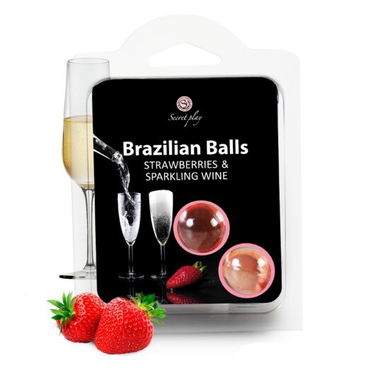 SECRET PLAY Brazilian Balls Strawwberries &amp; Sparkling Wine Gleitmittel- &amp; Massagekugeln 2 St&uuml;ck