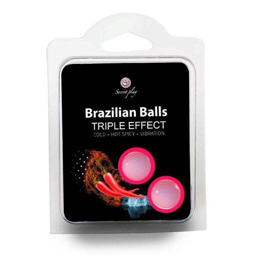 SECRET PLAY Brazilian Balls Triple Effect Cold + Hot Spicy + Vibration Gleitmittel- &amp; Massagekugeln 2 St&uuml;ck