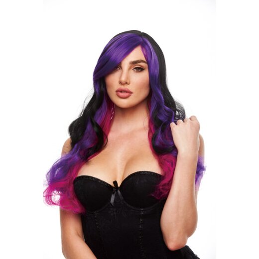 PLEASURE WIGS Brandi lange Per&uuml;cke Schwarz/Violett