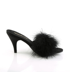 PLEASER Klassische Marabou Slipper Schwarz