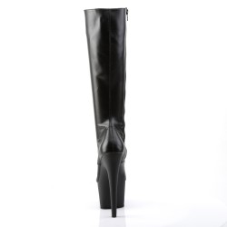 PLEASER Stiefel Front Schn&uuml;rung und seitlichem Reisverschluss Faux Leder Schwarz matt