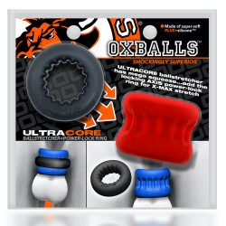 OXBALLS Ultracore Core Hodenstrecker mit Axis Ring Rot/Schwarz/Ice